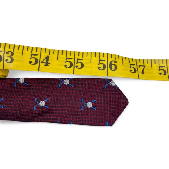 Tommy Hilfiger Silk Tie Burgundy Red Textured Golf Vintage - Picture 6 of 6